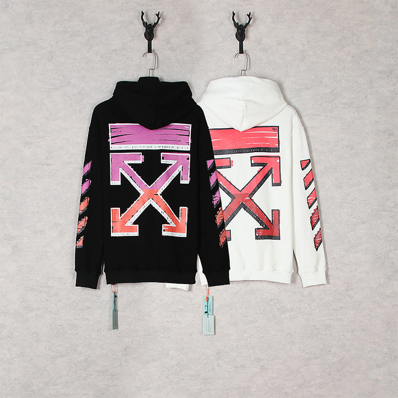 OW  hoodie gradual change arrow pattern hooded sweater men and women the same piece wholesale