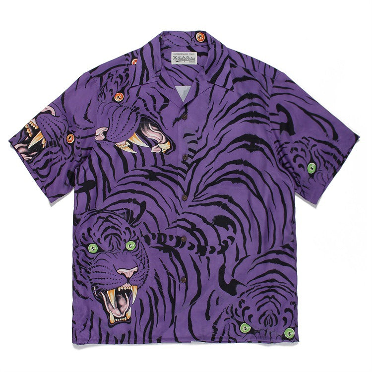 GUILTYPARTIES TIGER Shirts 22SS Cloud Tiger TIM LEHI Dragon Tiger Casual Short Sleeve Hawaiian Shirt Men and Women