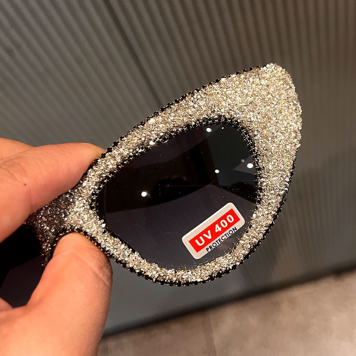 Trendy punk glasses big cat eye bling diamond