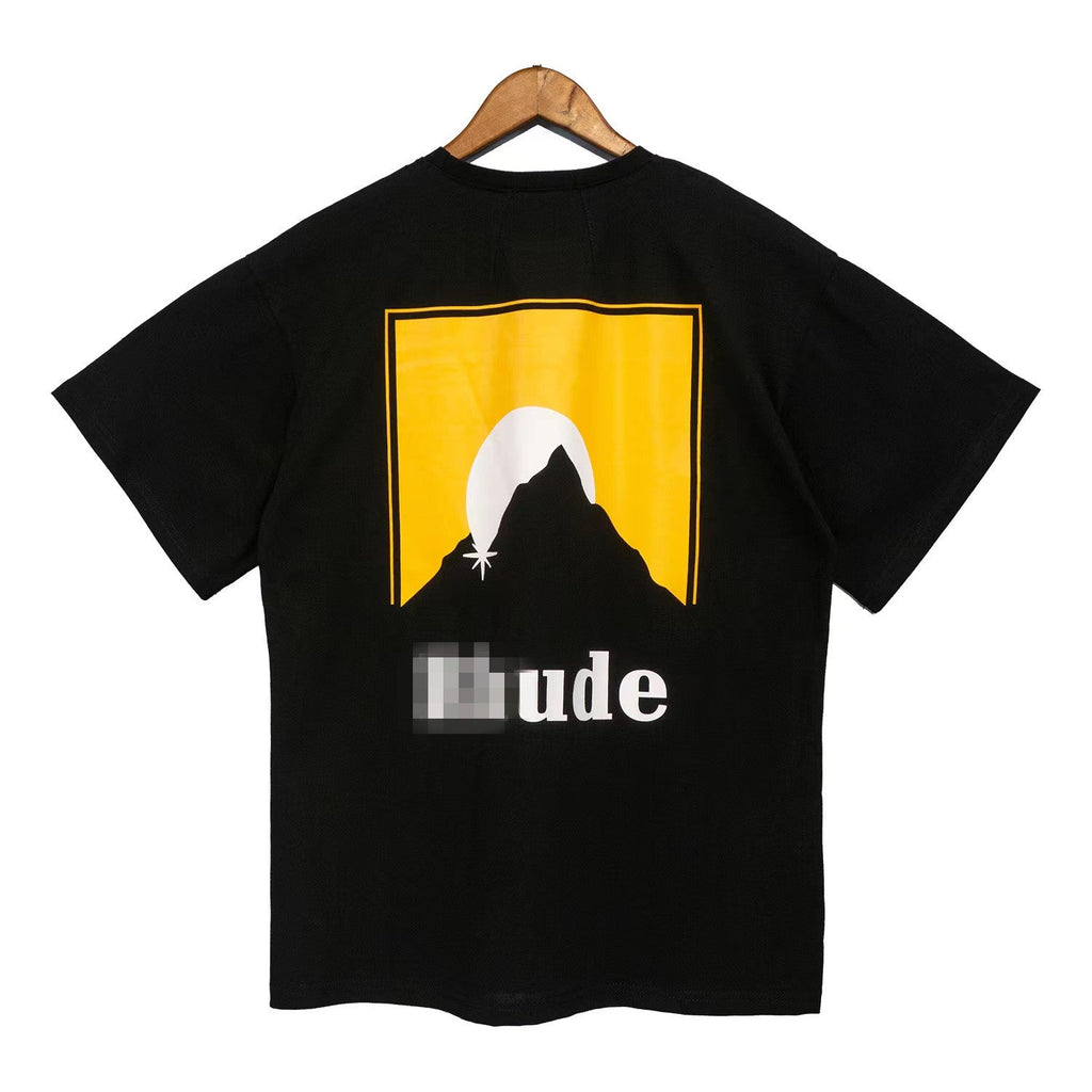 Rhude T Shirt Classic Sunset Theme Printed Short Sleeve T-Shirt