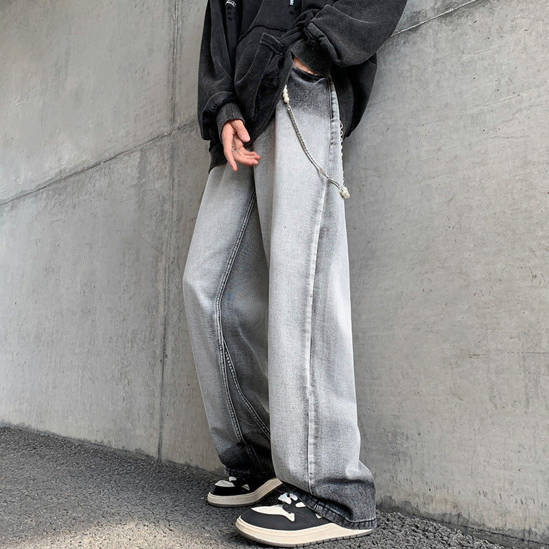 Men Jeans Gradient Jeans Men's Autumn Loose Straight Casual Pants
