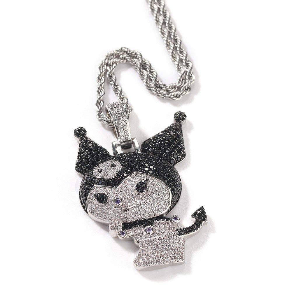 Jewelry Copper Zircon Little Demon Kuromi Necklace Design Sense Angel Pieces St. Valentine's Spectrum