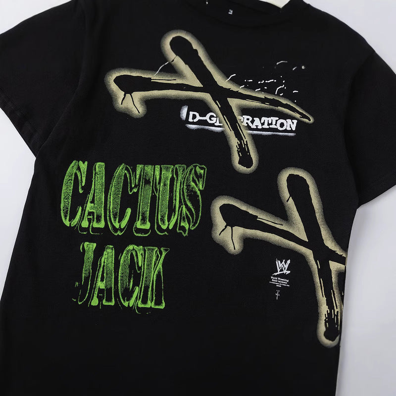 Travis Scott T-Shirt Travis Scott x WWE Short Sleeve T-Shirt Summer