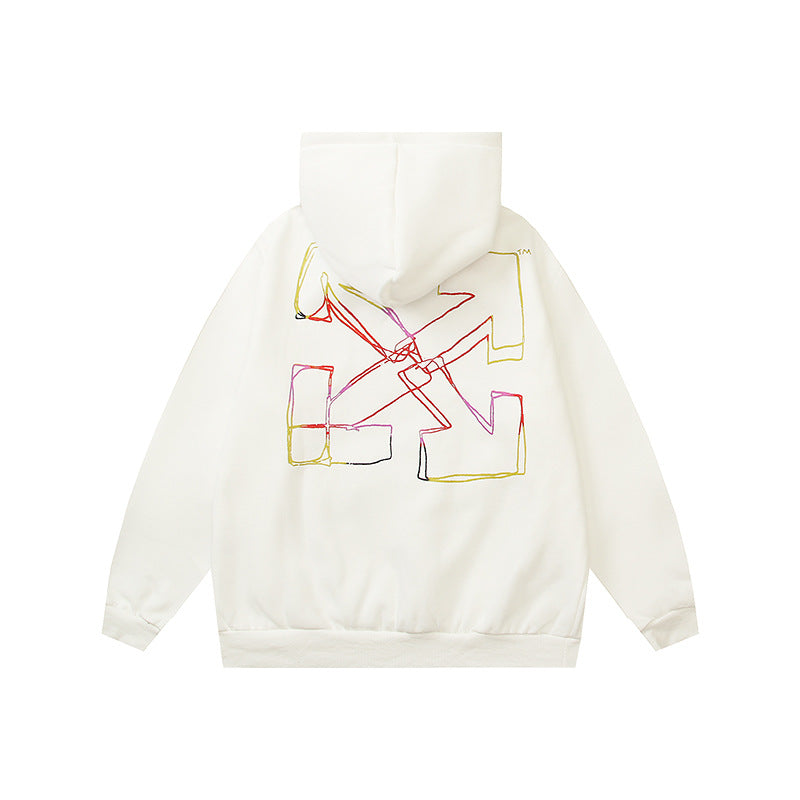 OW  hoodie cartoon series arrow pattern fleece hooded