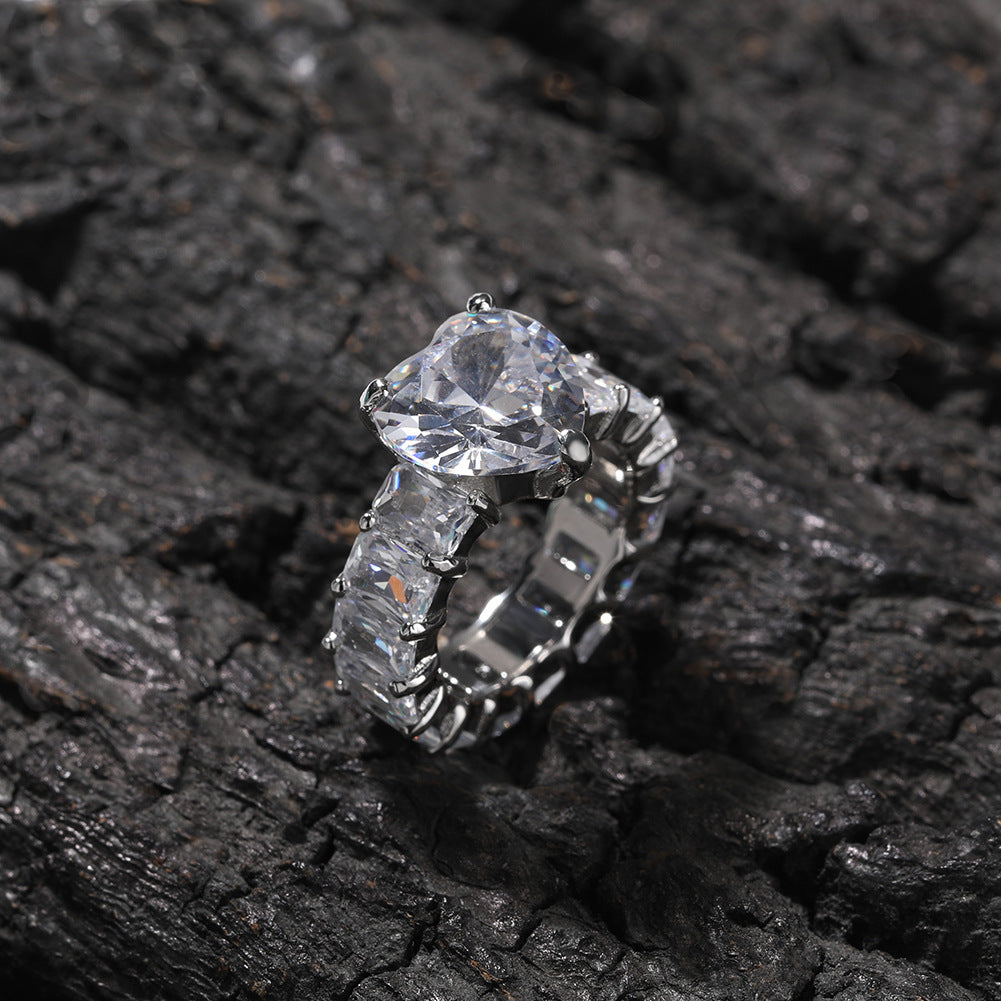 Rings ins Wind Heart Ring Gold Copper Zircon Spectrum St. Valentine's