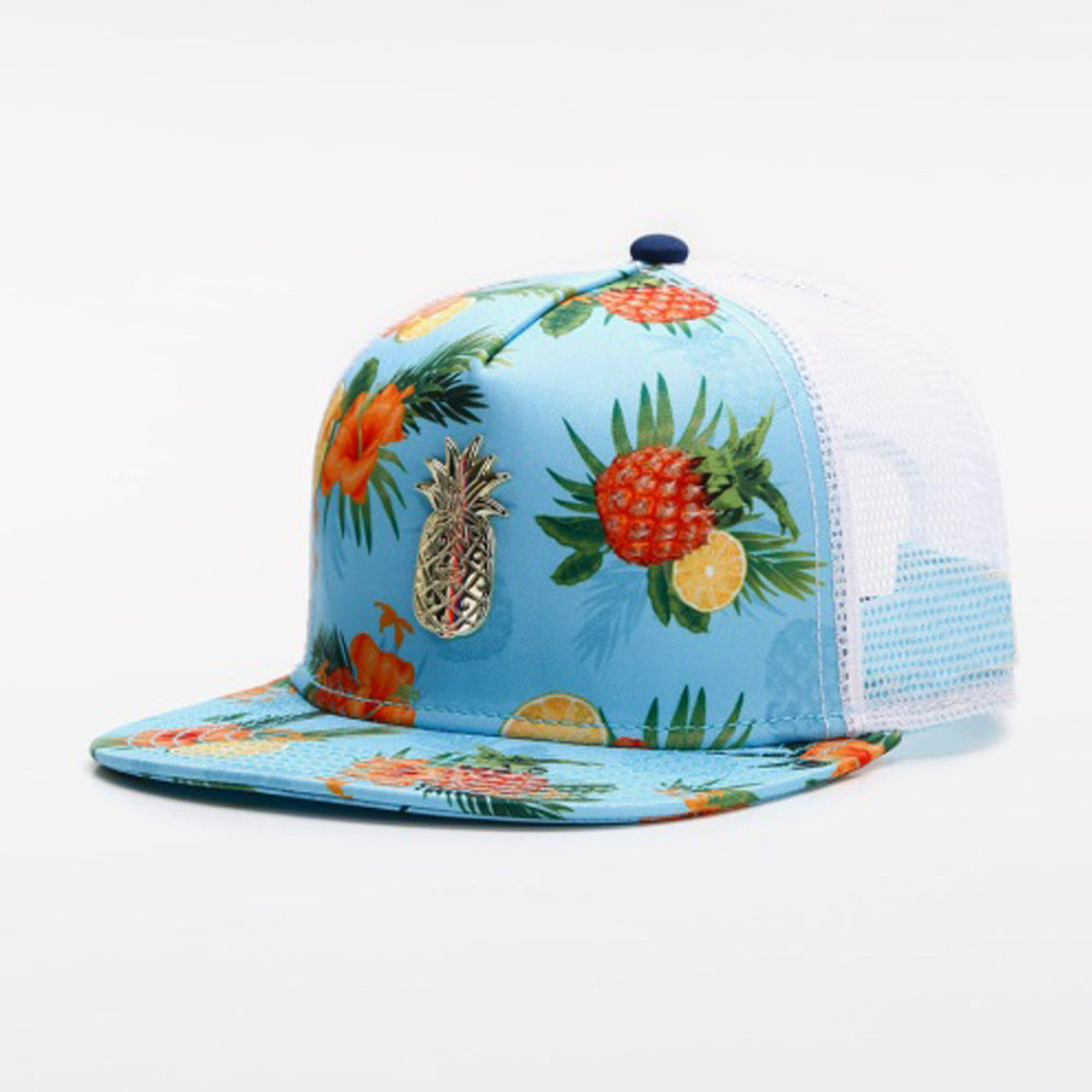 Trendy flat brimmed snapback hats summer mesh sunshade