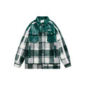 Unisex Jacket Vintage Plaid Stitching PU Leather Jacket