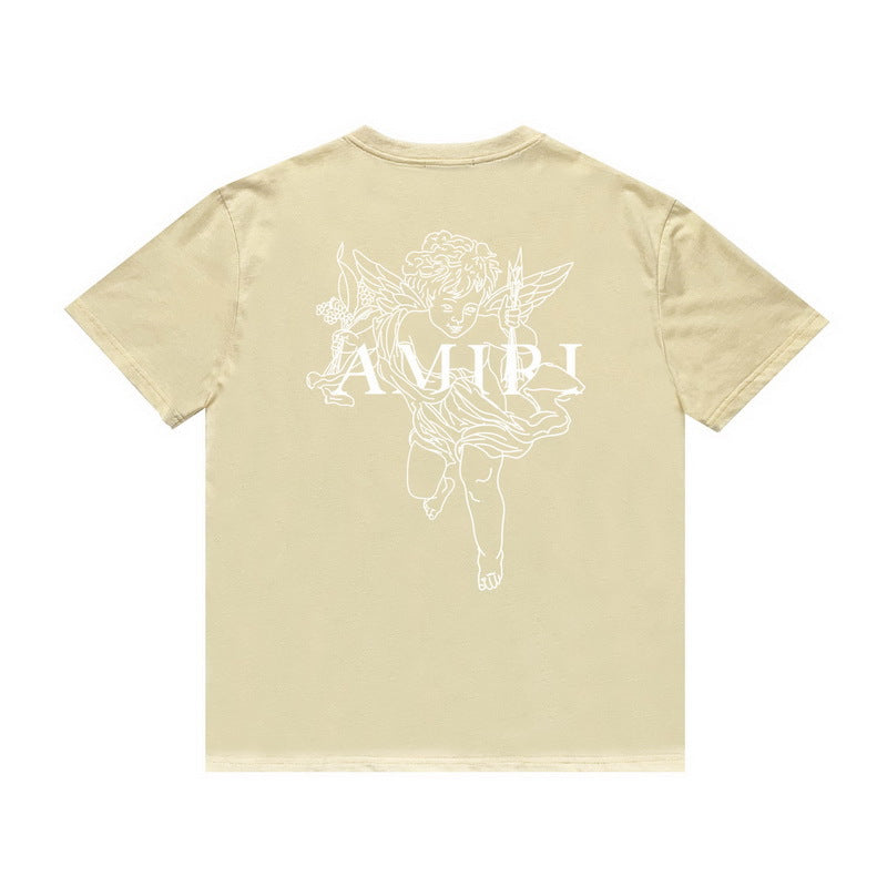 Amiri T Shirt Angel Sketch Printed Casual Hip Hop Short Sleeve T-shirt