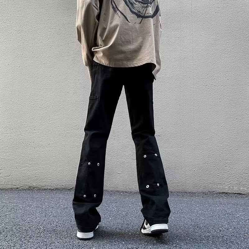 Men Jeans Slightly Flared Jeans Slim-Fitting Straight Pants