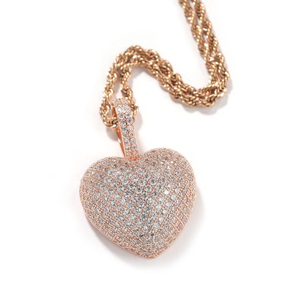 Jewelry 3D Love Pendant ins Zircon Rose Gold Heart St. Valentine's Spectrum Royalty