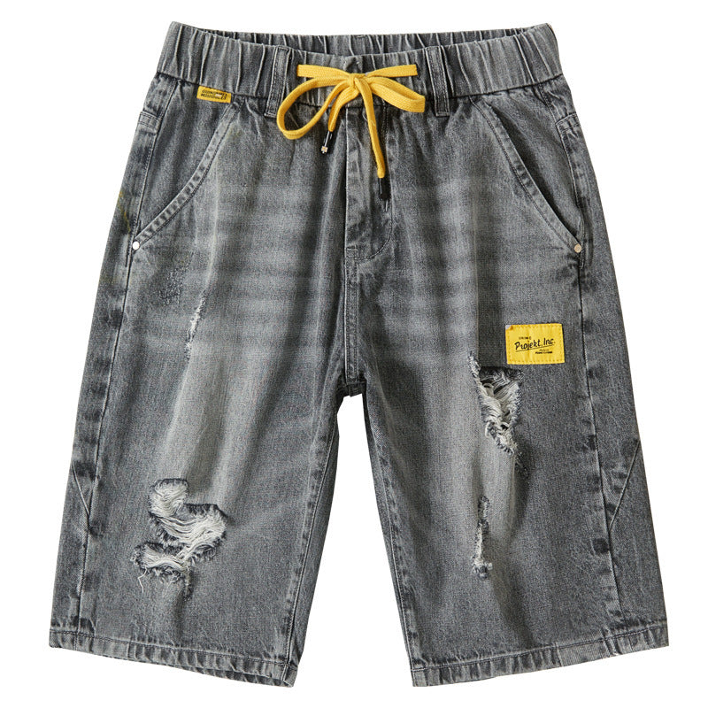 Men Jeans Denim Shorts Men's Summer Loose Straight Shorts
