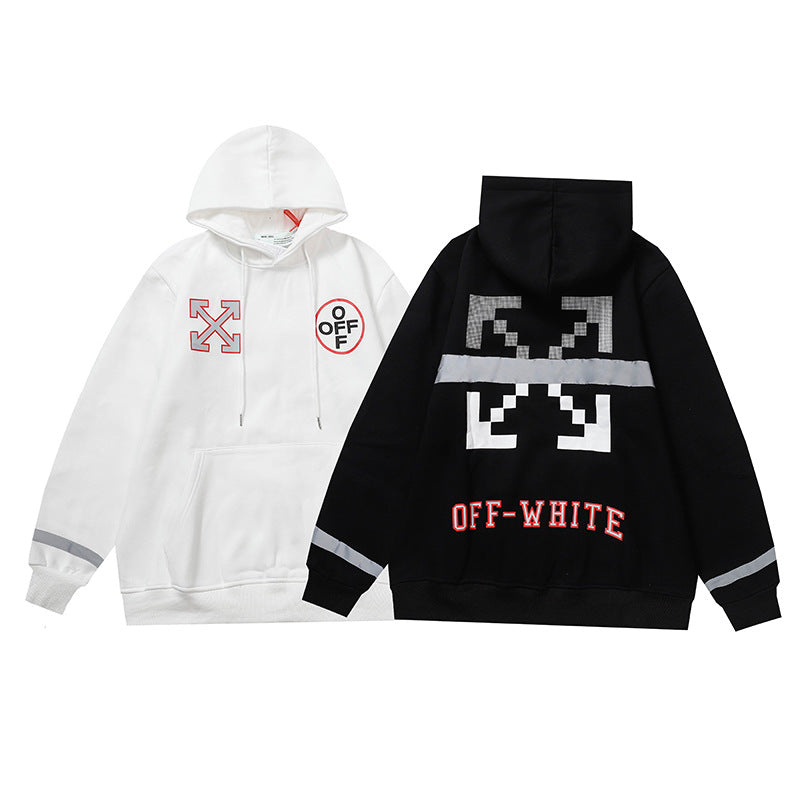 OW hoodie Alphabet Arrow Pattern Fleece Hood