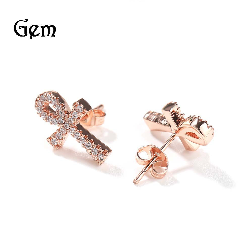 Earrings Ankh Cross Zircon Earrings Ankh