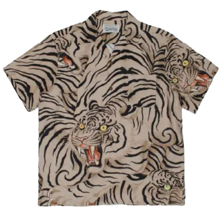 GUILTYPARTIES TIGER Shirts 21ss Tiger Tattoo Tattoo Print Hawaiian Short Sleeve Shirt Men
