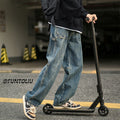 Men Jeans Cargo Jeans Male Autumn and Winter Loose Straight-Leg Trousers
