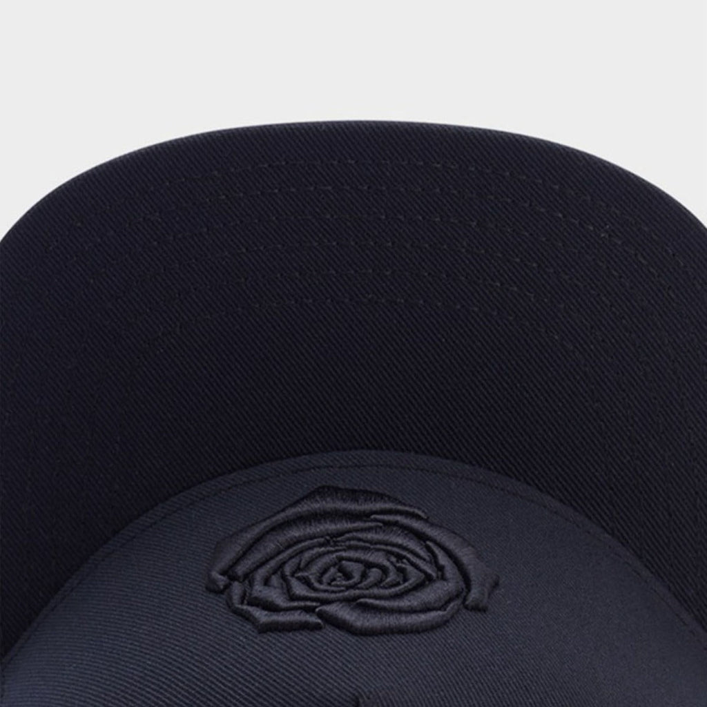 Trendy flat brimmed snapback hats rose embroider