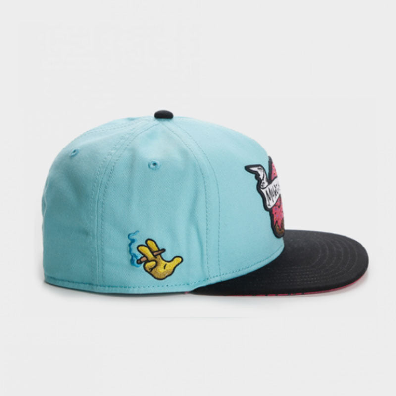 Trendy flat brimmed snapback hats cartoon pattern