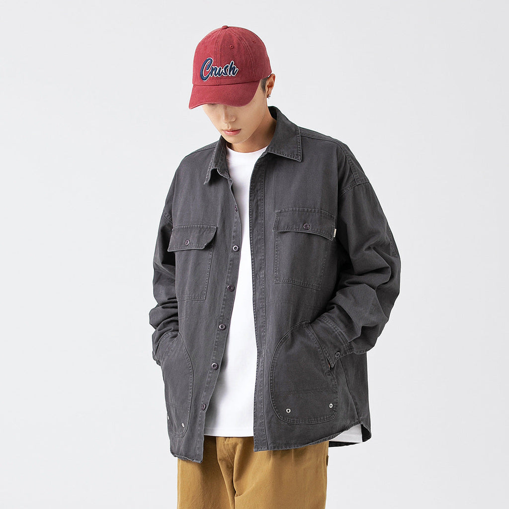 Unisex Jacket Loose Multi-Pocket Workwear Jacket