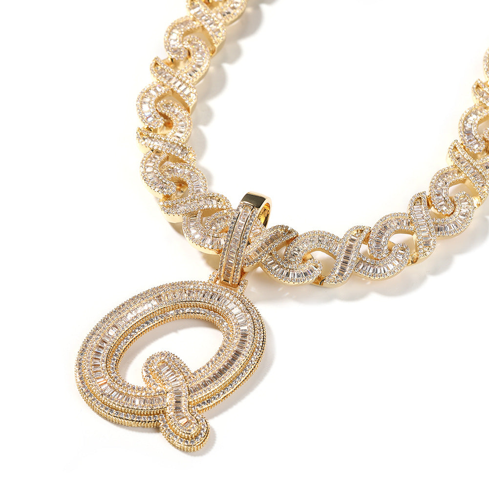 Jewelry Hip Hop Jala Letter Pendant Copper Inlaid Zircon Full Diamond Necklace Word Up Spectrum
