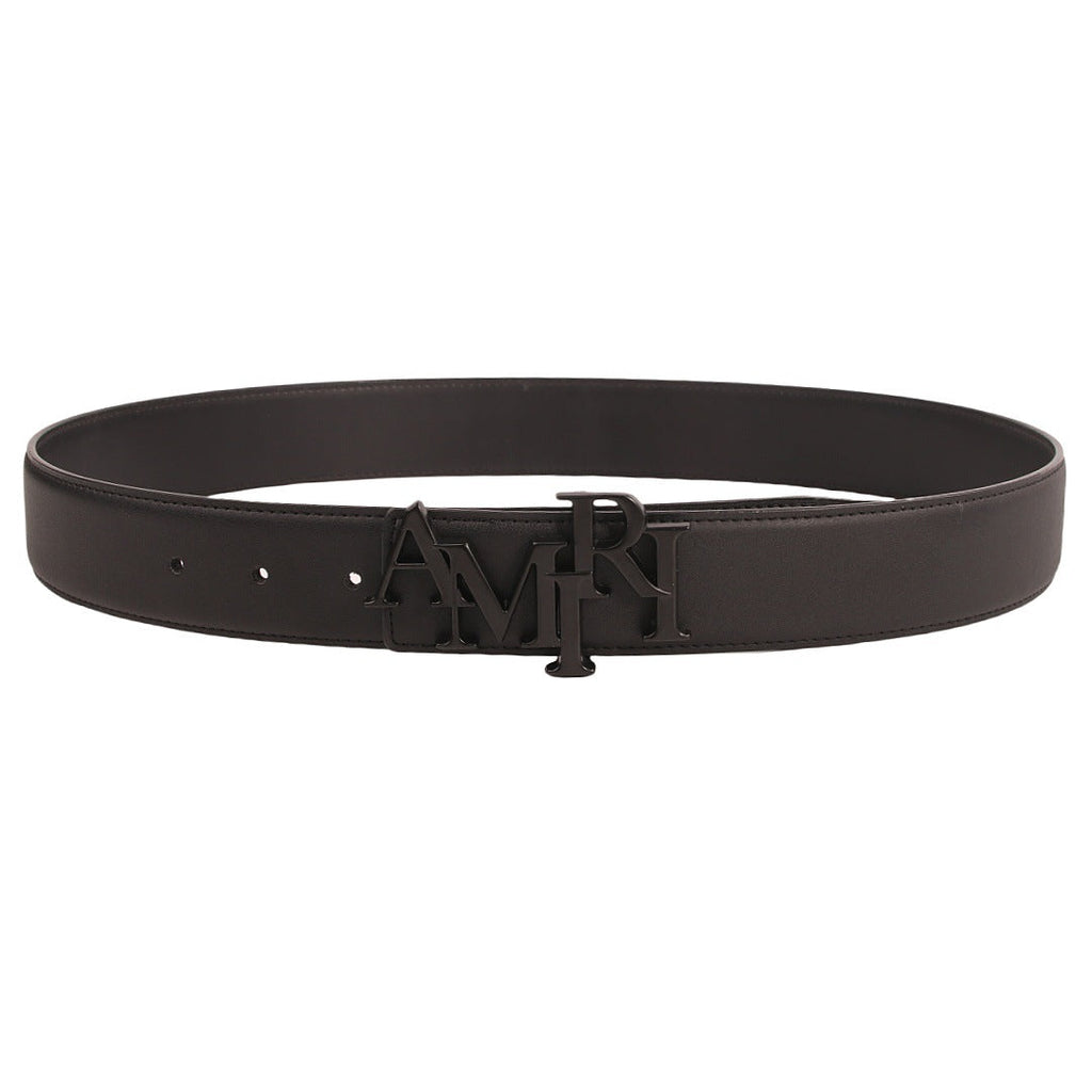 Amiri Belt Cross-border Popular Men's Belt Smooth  Neutral belt casual with jeans shipped with boxBuckle Letter Belt Youth Plaid Belt Trendy Casual Belt
