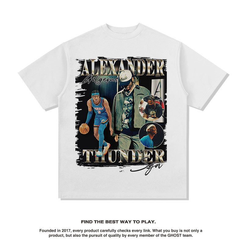 Nba T Shirt Xie Yi Alexander High Street Washed Old Short Sleeve T-shirt Top