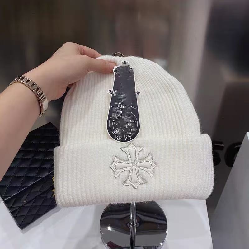 Chrome Hearts Knit Hat - Warm, Casual, Trendy Winter Streetwear Fashion Versatile Jacquard Wool Hat European and American Casual Warm Cold Hat Cross-border Knitted Hat Xiaoxiang Hat