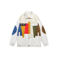 Unisex Jacket Contrast Color Jacket Couple Loose Lapels Coat