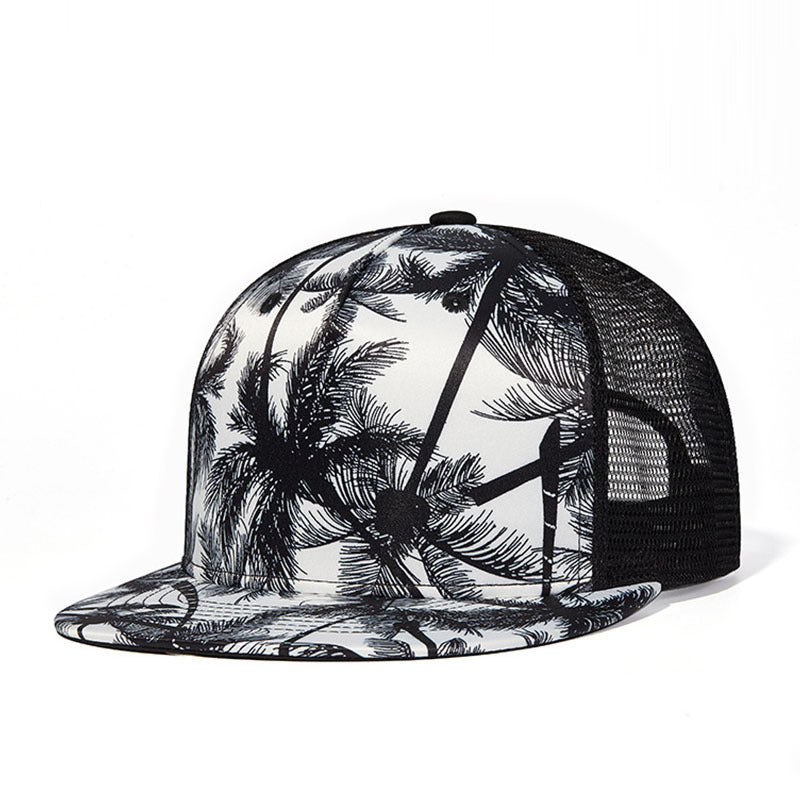 Trendy flat brimmed snapback hats mesh wide brim sun shade