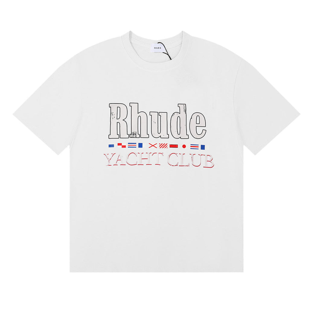 Rhude T Shirt Sailing Letter Coconut Logo Short Sleeve T-Shirt