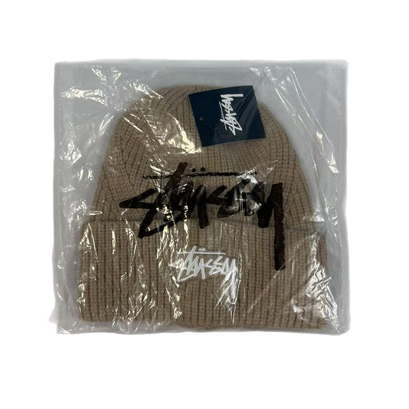 Stussy knit hat trendy brand hip hop boys and girls wool hat winter letter embroidery street cold hat fashion