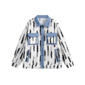Unisex Jacket Loose Striped Stitching Denim Jacket Baggy Coat