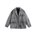 Unisex Jacket Vintage Loose-Fitting Denim Clothes Men's and Women's Washed Distressed Jacket