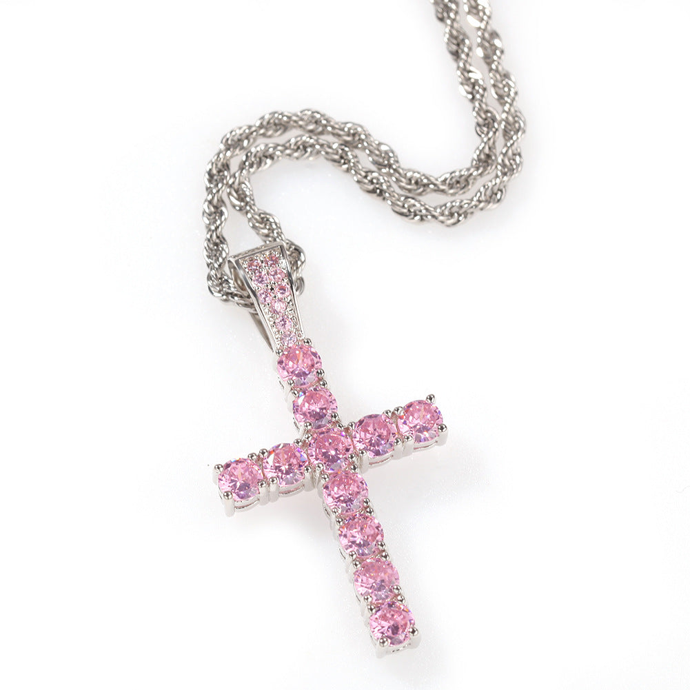Jewelry Cross Pendant Necklace Copper Set Zircon Crosses Royalty Spectrum