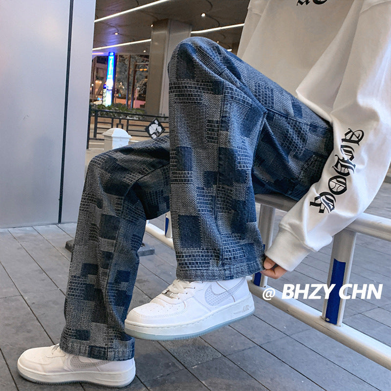 Men Jeans Oversize Pants Spring Jeans Men's Straight Wide Leg Pants