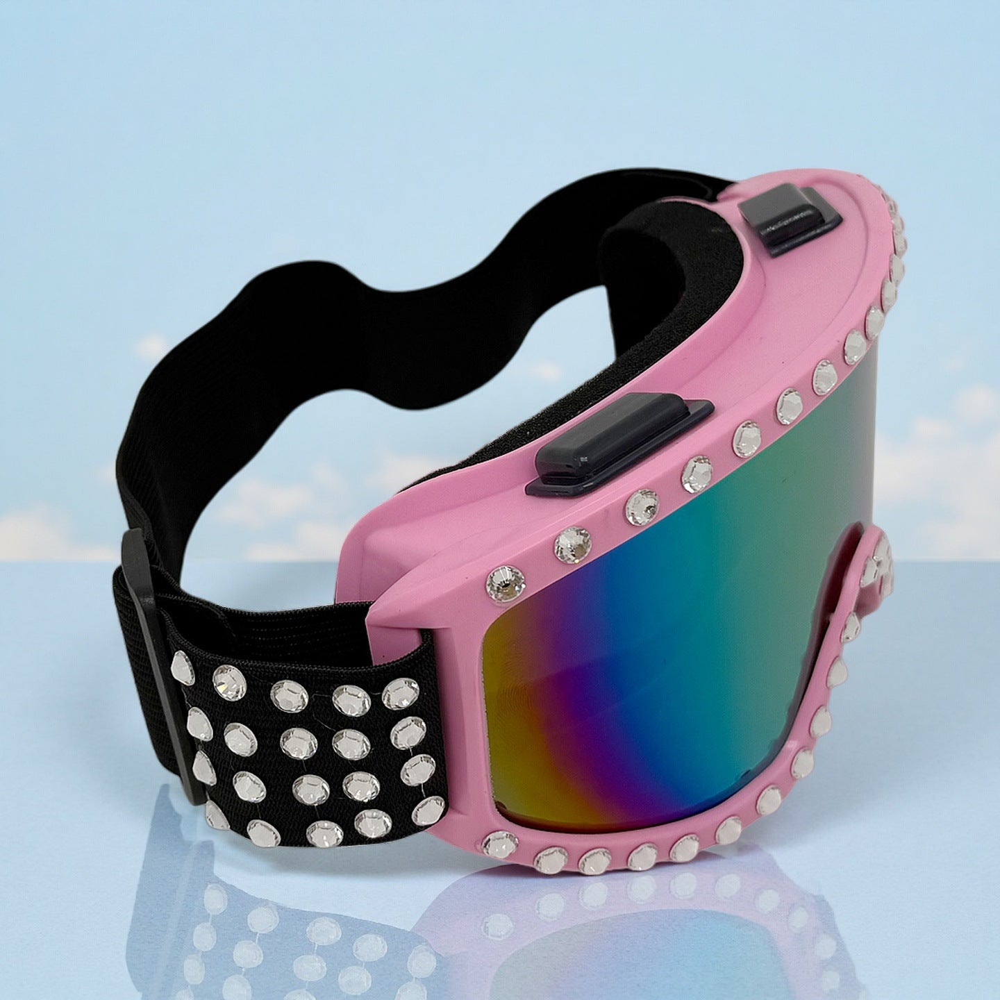 Trendy punk glasses with diamonds and cotton, windproof and dustproof