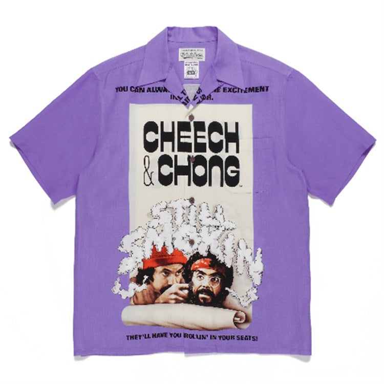 GUILTYPARTIES TIGER Shirts 22ss SMOKIN CHEECH & CHONG Hawaiian Short Sleeve Shirt Men