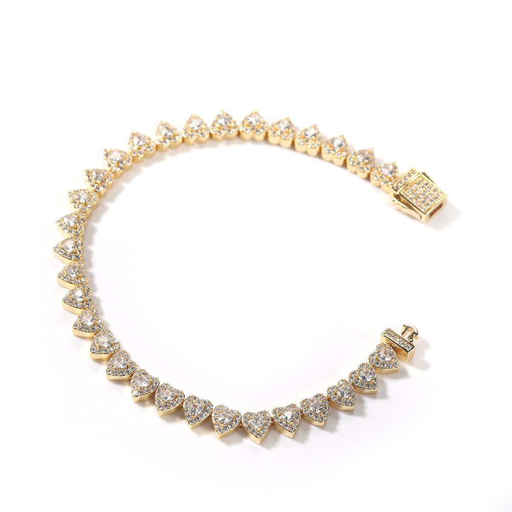 Bracelet Double Love Hip Hop Copper Inlaid Zircon Spring Bracelet St. Valentine's Spectrum