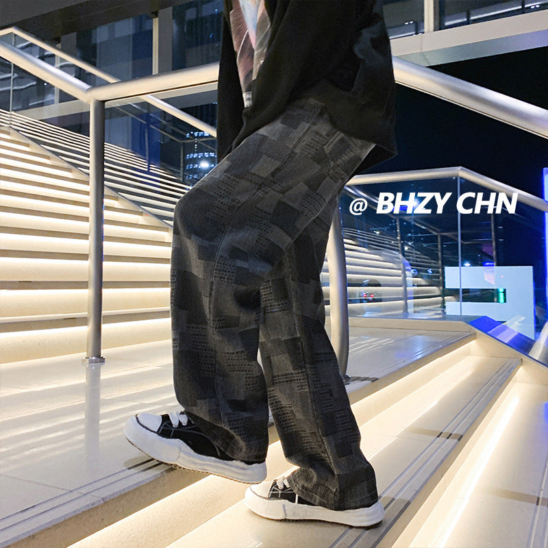 Men Jeans Oversize Pants Spring Jeans Men's Straight Wide Leg Pants