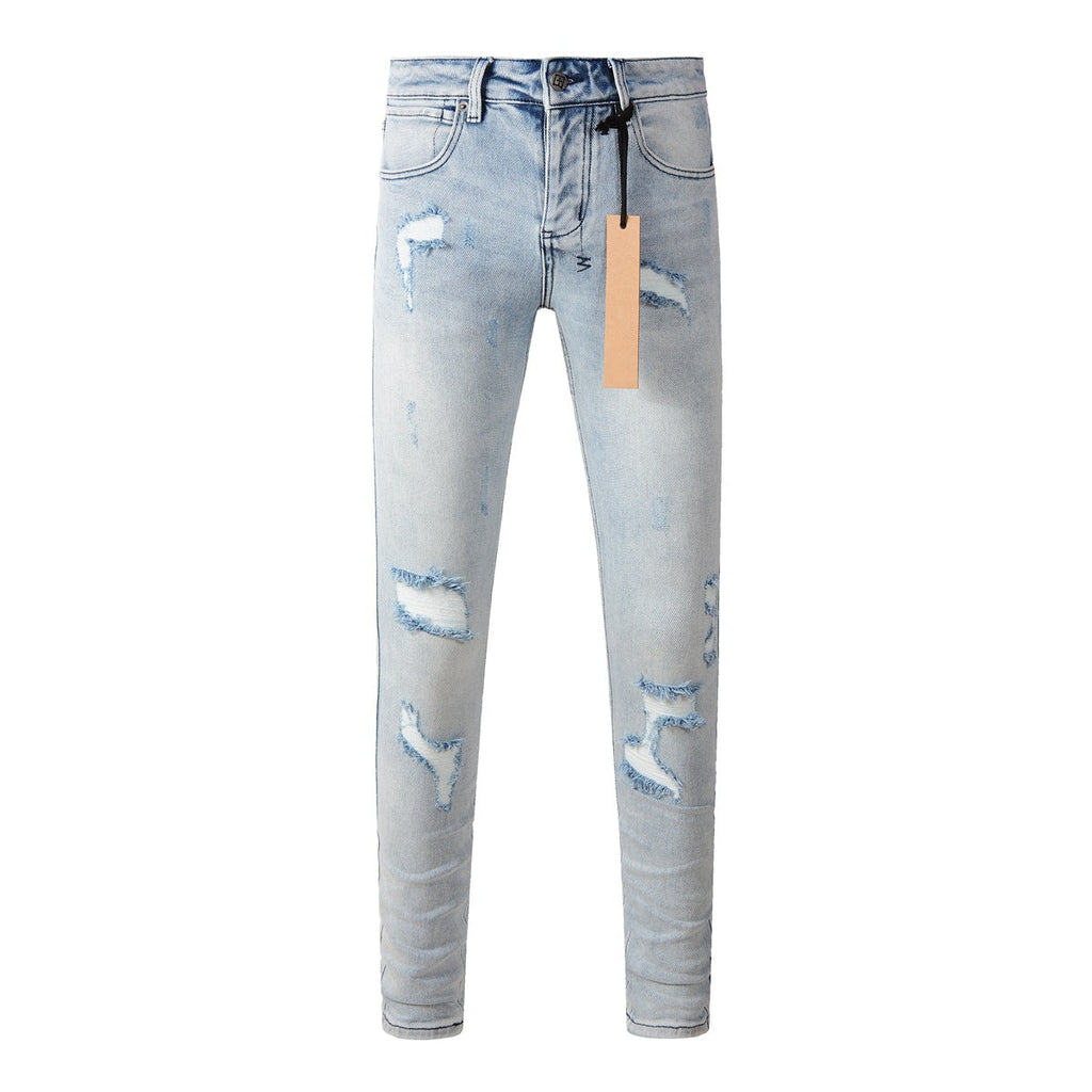 KSUBI Jeans Slim Fit Casual Stretch Ripped Jeans
