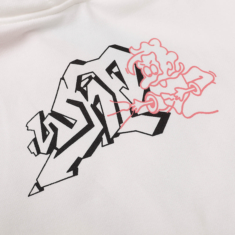 OW hoodie Curved Arrow Pattern Fleece Sleeve Hood