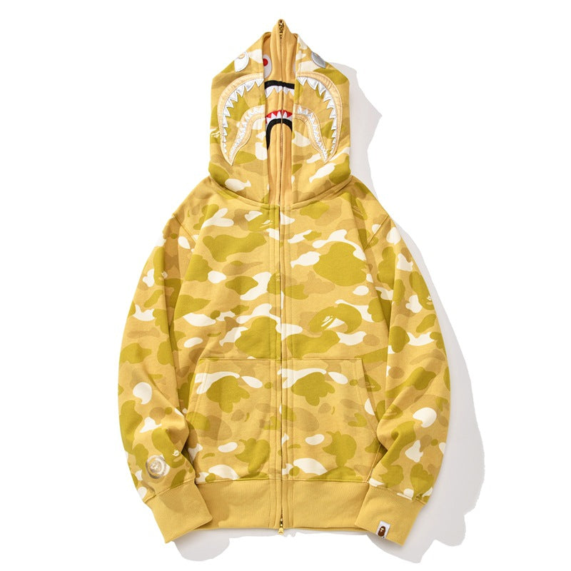 Ape Hoodie Gold Shark Double Hat Camouflage