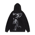 OW  hoodie Black and white portrait oil painting pattern hooded