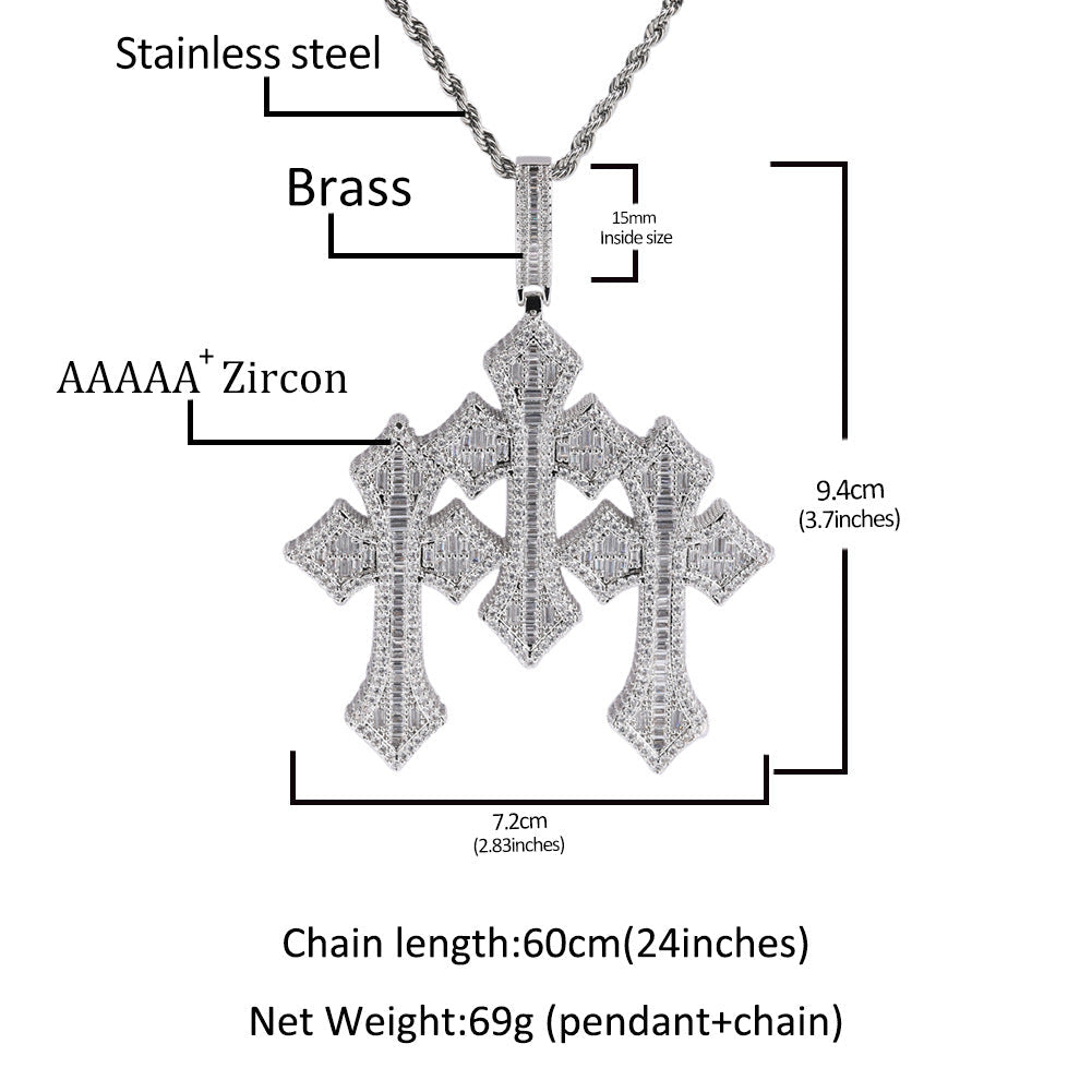 Jewelry Vintage Cross Pendant Fashion Copper Ladder Square Zirconium Crosses Royalty Spectrum