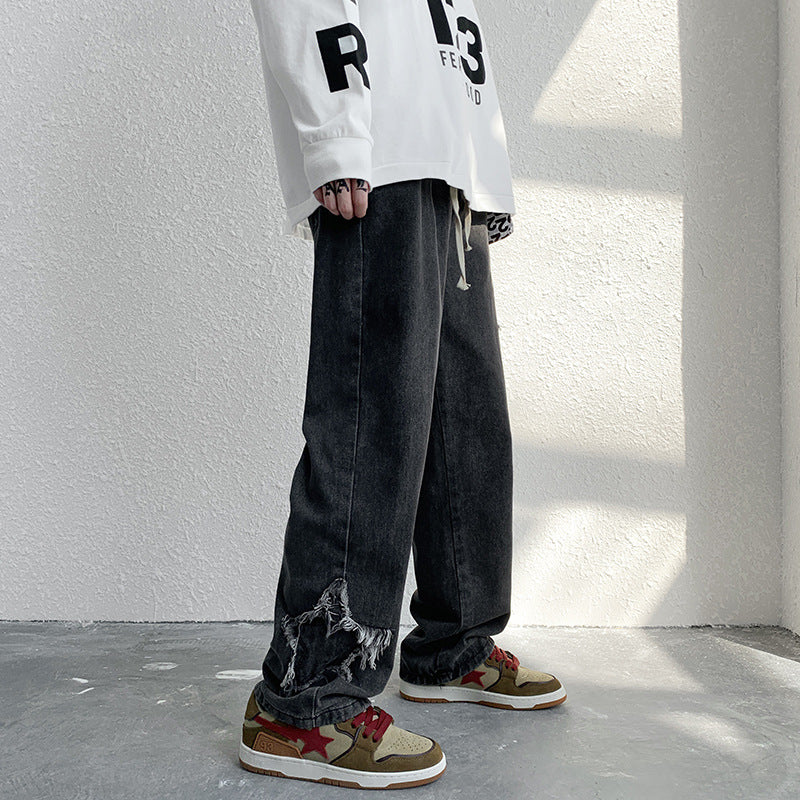 Men Jeans Retro Washed Casual Trousers
