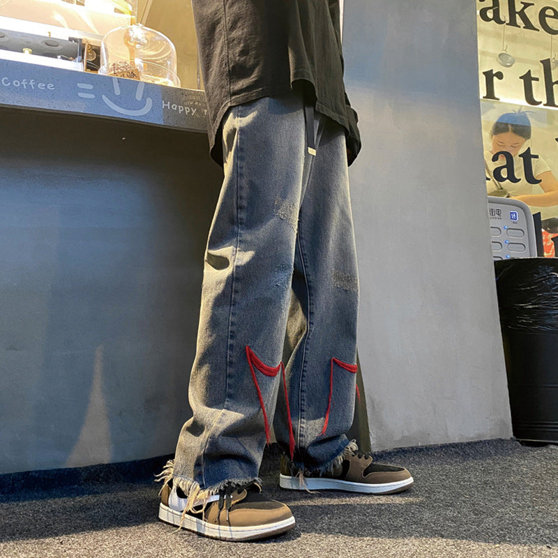 Men Jeans Hiphop Loose Straight Wide Leg Pants