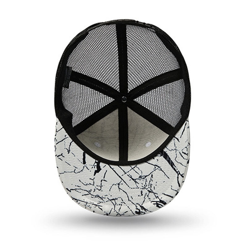 Trendy flat brimmed snapback hats summer mesh sunshade breathable