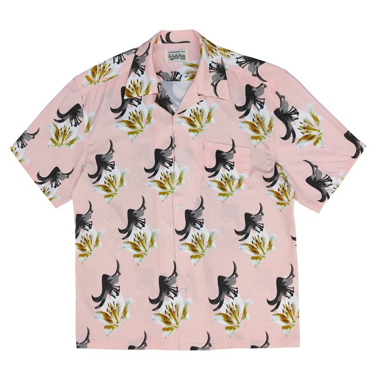 GUILTYPARTIES TIGER Shirts Limited Lily, Bird of Paradise Rayon Hawaiian Short Sleeve Shirt Men