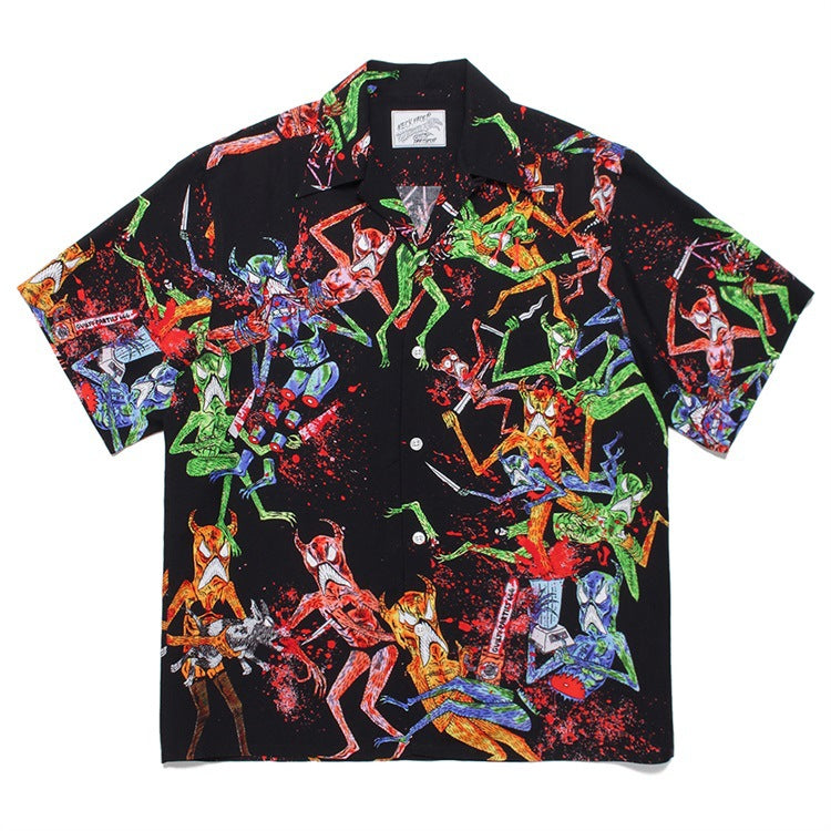 GUILTYPARTIES TIGER Shirts Anniversary Limited Ghost Graffiti Devil Angel Hawaiian Short Sleeve Shirt Men