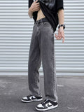 Men Jeans Smoky Gray Jeans Summer Baggy Straight Trousers