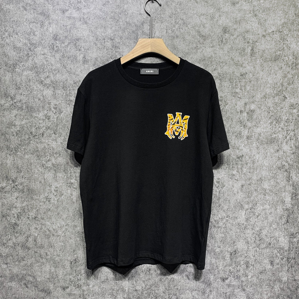 Amiri T Shirt Tiger Pattern Letter Print Casual round Neck Short Sleeve T-shirt